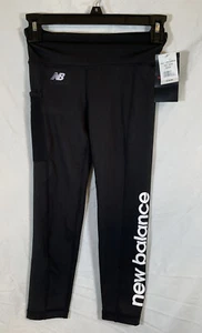NWT New Balance Girls 7-8 Small Black Performance Leggings - Picture 1 of 8