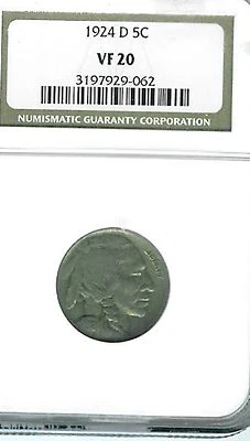 1924-D Buffalo Nickel : NGC VF20 - Image 1 of 2