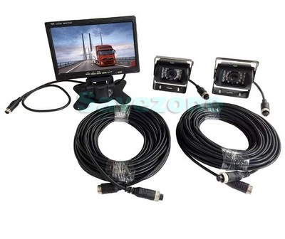 2x 18LED IR CCD Reversing Camera 4Pin 7" LCD Monitor Car Rear View Kit Bus Truck - Image 1 of 4