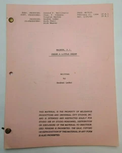 MAGNUM, P.I. / Reuben Leder 1984 TV Script, Cindy Pickett "Dream a Little Dream" - Picture 1 of 11