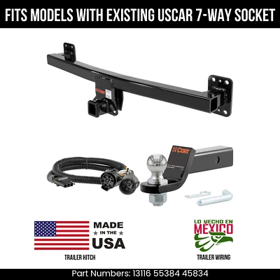 Сцепное устройство для прицепа 11-17 VW Touareg 4-контактный провод 178 дюймов шарик подходит с вилкой USCAR Curt - Изображение 1 из 4