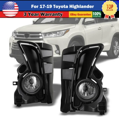 For 2017-2019 Toyota Highlander Fog Lights Lamp Clear Lens w/Wiring Switch 17-19 - Imagem 1 de 4