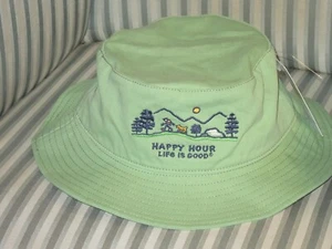 NWT LIFE IS GOOD UNISEX  EMBROIDERED BUCKET HAT "HAPPY HOUR"..GREAT GIFT. (OS) - Picture 1 of 2