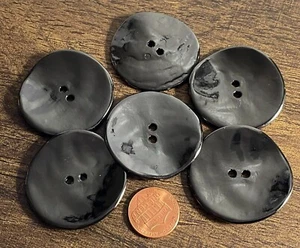 6 Glossy  Lustrous Dark Gray Hematite Look Plastic Buttons 39mm 1 1/2" 12877 - Picture 1 of 7