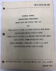 M151 TM 9-2320-218-20P Tech Manual January 1972 Original - Picture 1 of 12