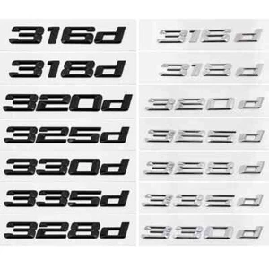 3D ABS Black 316d 318d 325d 328d 330d 320d Emblem Letter Sticker Car Trunk Badge - Picture 1 of 25
