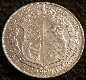 1915 George V .925 Silver Half Crown Coin Lot AU3 - Picture 1 of 2