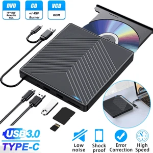 External CD DVD Drive USB 3.0 Writer Burner Player for PC Laptop Windows 11 10 - Picture 1 of 11
