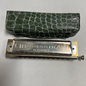 THE CHROMONICA II "C" BY M. HOHNER WITH GREEN VINYL CASE GERMANY - Picture 1 of 9