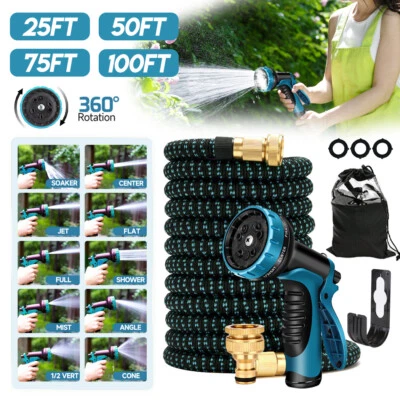 Heavy Duty Expandable Flexible Garden Magic Water Hose Pipe Spray Gun 50-100FT - image 1 of 4