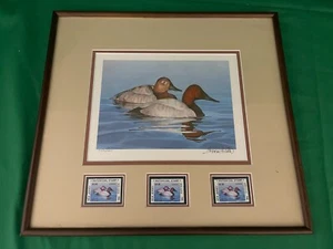 1984 New Jersey State Duck Stamp Print - Canvasbacks - by Tom Hirata + - Picture 1 of 3