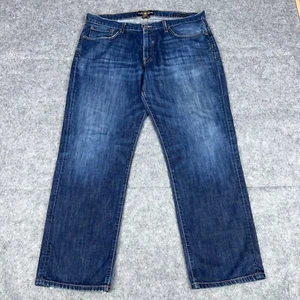 Lucky Brand Jeans Mens 38x30 Blue 221 Original Straight Distressed Denim Pants - Picture 1 of 17