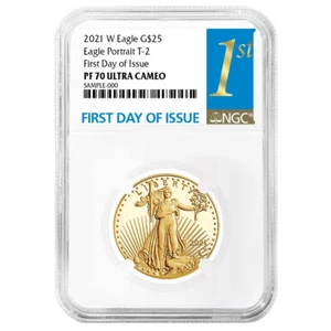 2021-W Proof $25 Type 2 American Gold Eagle 1/2 oz NGC PF70UC FDI First Label - Picture 1 of 2