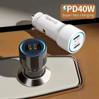 40W Dual USB-C Fast Charging Quick Car Charger Adapter For iPhone 13 12 Samsung - image 1 of 4