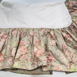vintage ralph lauren bedskirt twin charlotte green large blooms y2k 90s - Picture 1 of 11