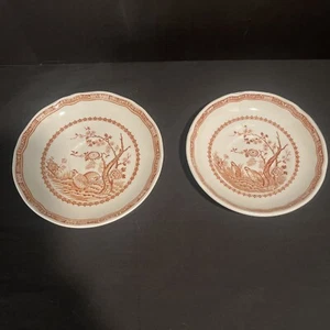 Furnivals Brown Quail 1913 made in England Lot of 2 Saucers (6 1/4 & 5 1/2) - Picture 1 of 9
