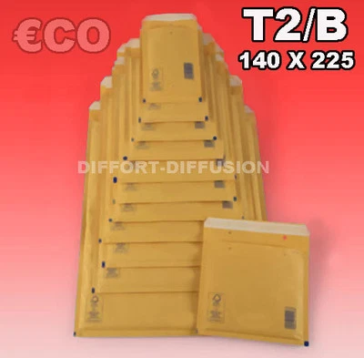 Lot 200 Enveloppes à bulles pochettes Marron ECO 120x215 mm 2/B (ext. 140x225)