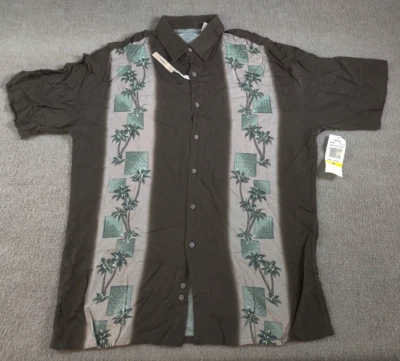 Moda Campia Moda 100% Rayon Havana Cuba Shirt Mens M Geometric Tribal Palm Trees - Image 1 of 4