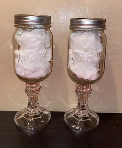 Vaso Ball Mason pedestal con tallo copas de vino/copas con tapas 16 oz. Juego de 2 - Imagen 1 de 15