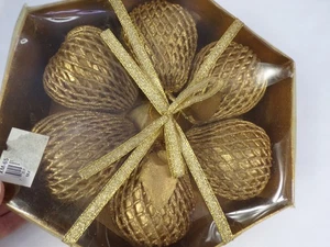 6 NEUE andere Vintage Weihnachtsschmuck geflochten goldene Birnen Orig Box K25 - Bild 1 von 5