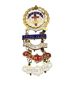 Vintage Little System C&MA Cross & Crown Religious Enamel 6 Years Service Pin - Picture 1 of 5