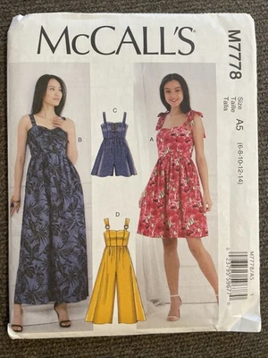New Sewing Pattern McCall’s M7778 Misses Dress, Romper, Jumpsuit Size 6-14 - Image 1 of 3