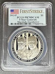 2013-P Proof 5 Star Generals Dollar PCGS PR-70 DCAM, Buy 3 Items, Get $5 Off! - Picture 1 of 2