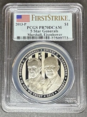 2013-P Proof 5 Star Generals Dollar PCGS PR-70 DCAM, Buy 3 Items, Get $5 Off! - Image 1 of 2