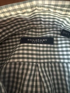 Burberry London Mens 17.5 - Long Sleeve Green Striped VTG USA - Picture 1 of 5