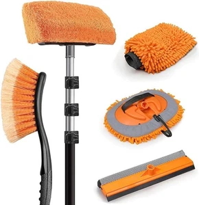 4-12FT Car Cleaning Kit Wash Brush with Extra-Thick Aluminum 3X Extension Pole, - Picture 1 of 7