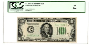 Fr. 2152-E 1934 Federal Reserve Note. PCGS New 62 - Picture 1 of 2