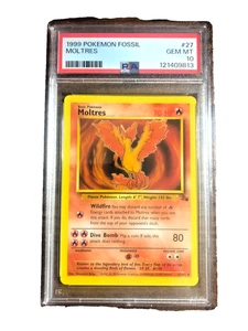 Moltres Regular Raro #27 - PSA GEM MT 10 - 1999 Fossil Unlimited - Juego de cartas coleccionables Pokémon - Imagen 1 de 3