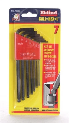 Eklind 13207 Alloy Steel SAE Long Arm Ball End Hex Key Set 5/64 to 1/4 in. - Image 1 of 4