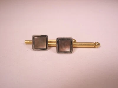 SINGLES(2) 1/4" Gray Square MOP Vintage Formal Tux Prom Groom Shirt Stud c250 - Image 1 of 4