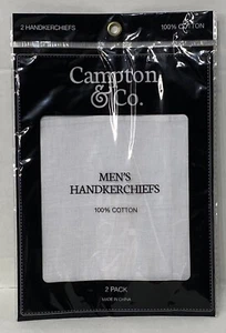 Campton & Co. Mens Handkerchiefs 2 Pack 100% Cotton RN#120826 NEW Sealed - Picture 1 of 4