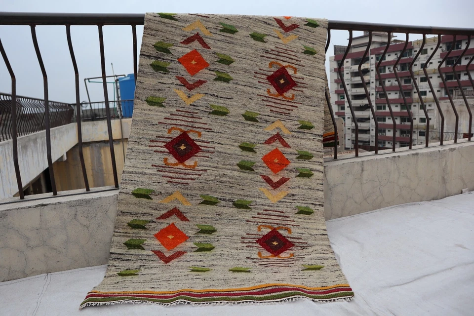 2x6 Vintage American Indian Navajo Rug, Blanket. - Image 1 of 4