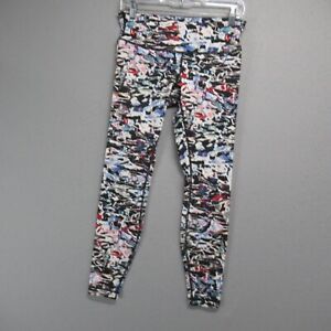 Lululemon Pants Womens 8 Black Yoga Legging Stretch Cropped Abstract Colorful *