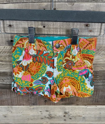 Osh Kosh B Genuine Kids Girls 4T Multicolor Floral Shorts Paisley Lined Bottoms - Image 1 of 3
