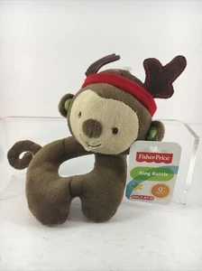 FISHER-PRICE MONKEY REINDEER BABY RING RATTLE 6" NEW WITH TAGS! - Picture 1 of 3