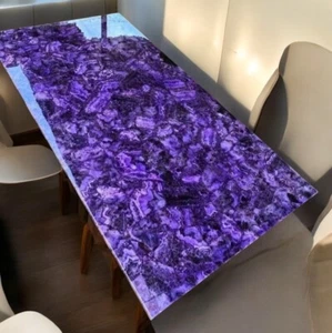 72" x 36" Amethyst Stones Center Table Top Natural Stones Home Furniture - Picture 1 of 9