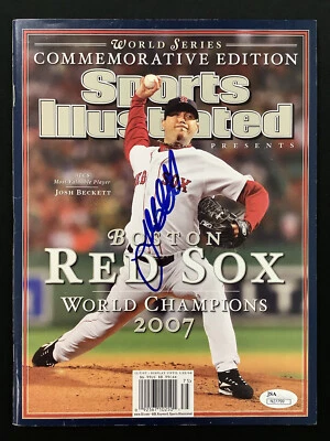 Josh Beckett Signed Sports Illustrated 11/7/07 NoLabel Red Sox Baseball Auto JSA - Image 1 of 4