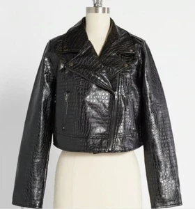 ModCloth XS crocodile Rock Faux Leather Moto Jacket - Picture 1 of 7