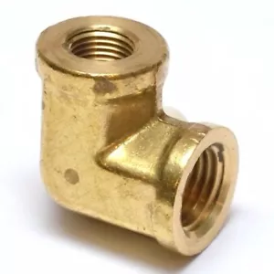 Female Pipe Elbow Reducer 1/4 to 1/8 Npt 90 Degree Brass Fitting Water Oil Gas - Picture 1 of 7