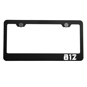 Matte Black License Plate Frame Chrome 812 Laser Etched Metal Screw Cap - Picture 1 of 7
