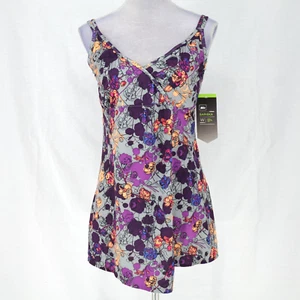REI Top Womens 14 Sariska Yoga Tunic Gray Purple Stretch Knit Attached Bra New - Picture 1 of 13