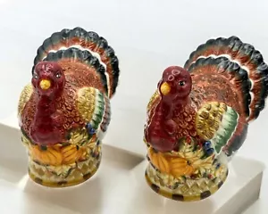 Salero y pimentero de pavo de acción de gracias de cerámica decoración de mesa de vacaciones de otoño - Imagen 1 de 10