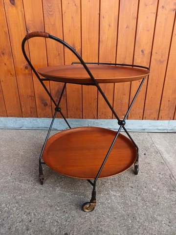 Teak Serving Trolley Tea 60er Table Side Gantofta Sweden Danish BAR Cover