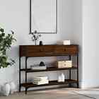 Console Table Brown Oak 100x25x75 cm Engineered Wood