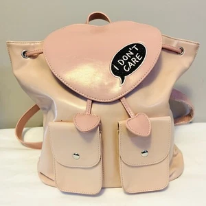 BNWT Black Friday Pink “I Dont Care” Backpack Bag Pockets BRAND NEW WITH TAGS - Picture 1 of 7