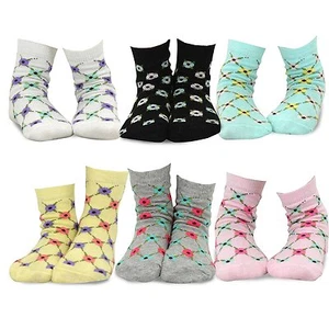 Calcetines TeeHee Niñas Algodón Moda Crew 6 Pares (rayas de enrejado floral) - Imagen 1 de 8